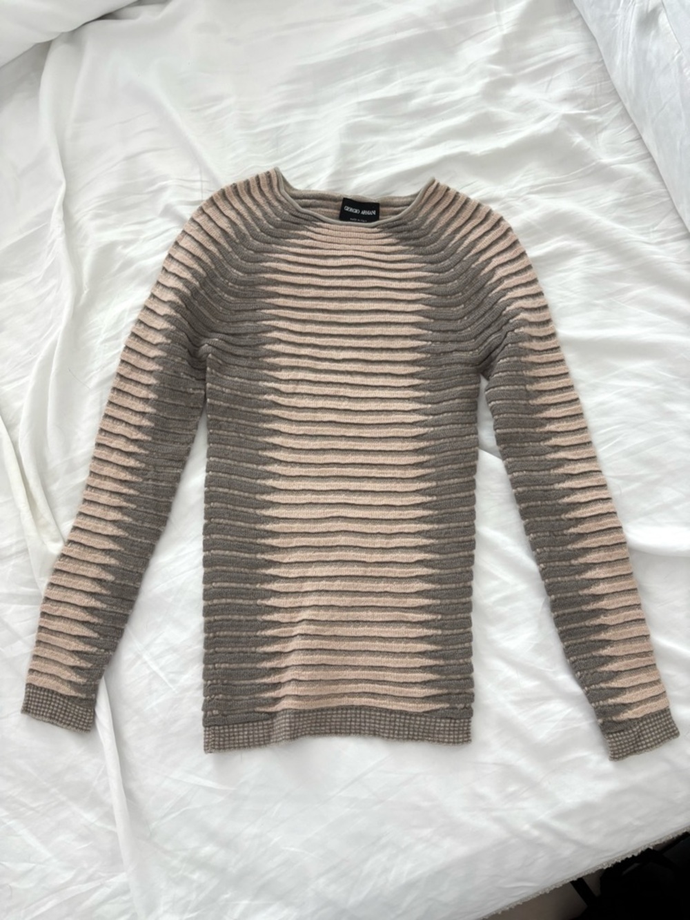 Giorgio Armani Cashmere & Silk Sweater - Taupe & Cream